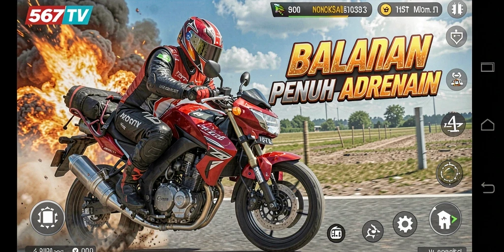 Screenshot gameplay <strong>567TV</strong> dengan aksi balap motor yang seru.