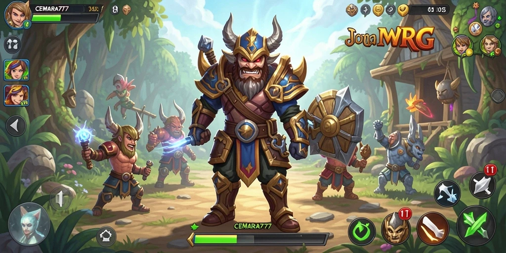 Screenshot gameplay CEMARA777 menunjukkan pertarungan epik di dunia RPG yang menakjubkan.