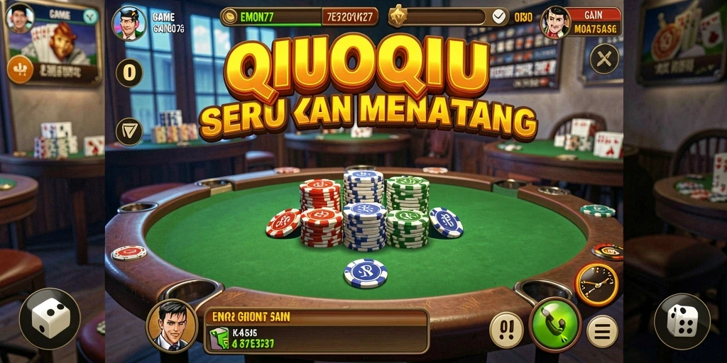 Tampilan menarik dari gameplay QiuQiu di EMON77.