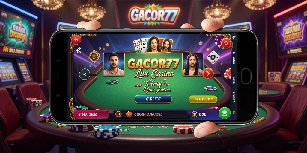 Tampilan gameplay menarik dari GACOR77 dengan dealer profesional dan interaksi langsung.