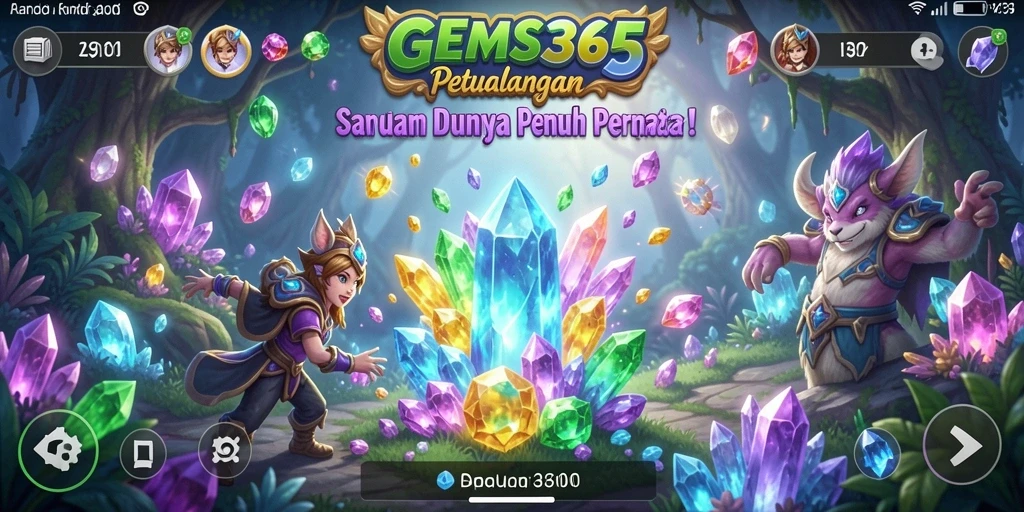 Screenshot gameplay <strong>GEMS365</strong> yang menunjukkan petualangan mendebarkan.