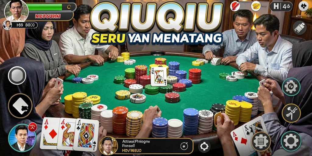 Gambar menampilkan aksi seru dalam permainan QiuQiu H89.