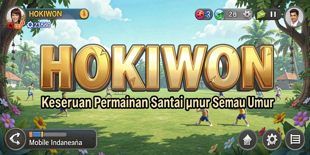 Screenshot HOKIWON menampilkan gameplay yang ceria dan penuh warna.