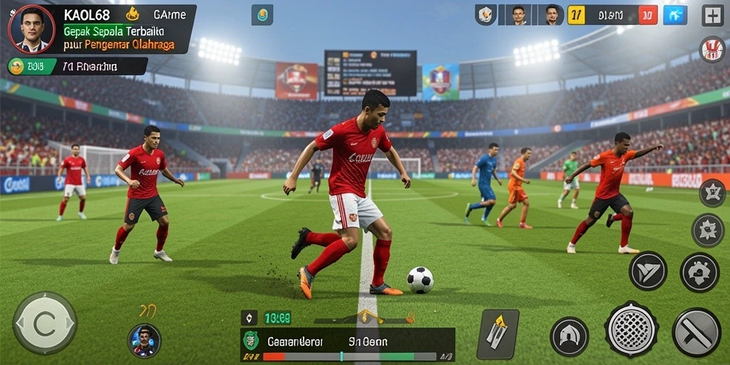 Tampilan gameplay KAOL68 yang menegangkan dan menampilkan aksi sepak bola nyata.