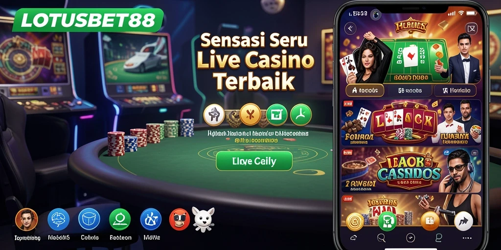 Screenshot utama LOTUSBET88 menunjukkan gameplay Live Casino yang mendebarkan.