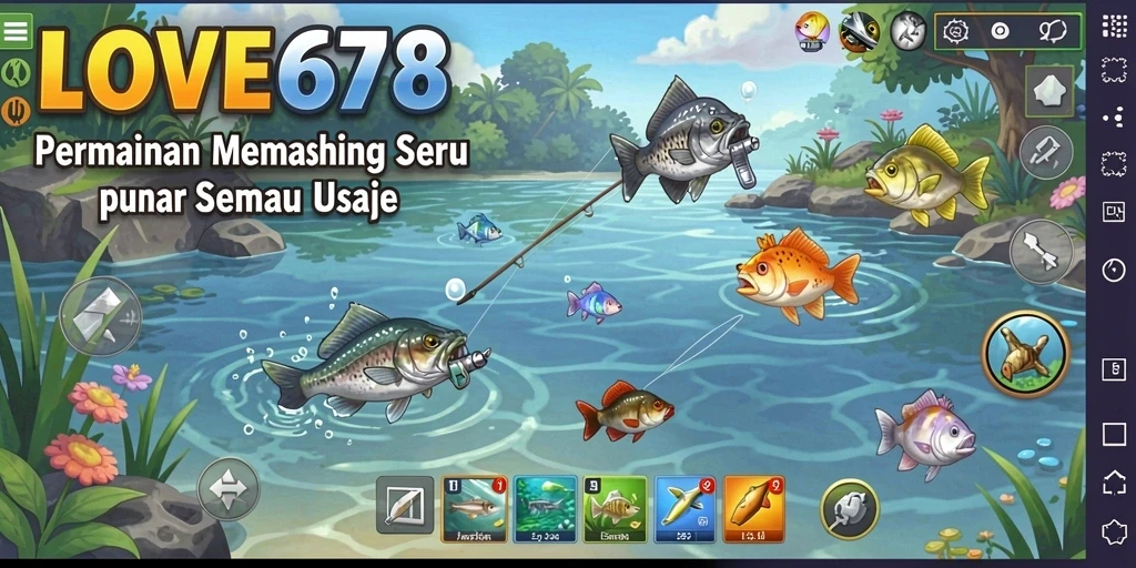 Screenshot gameplay LOVE678 menunjukkan momen memancing yang seru dan menarik.