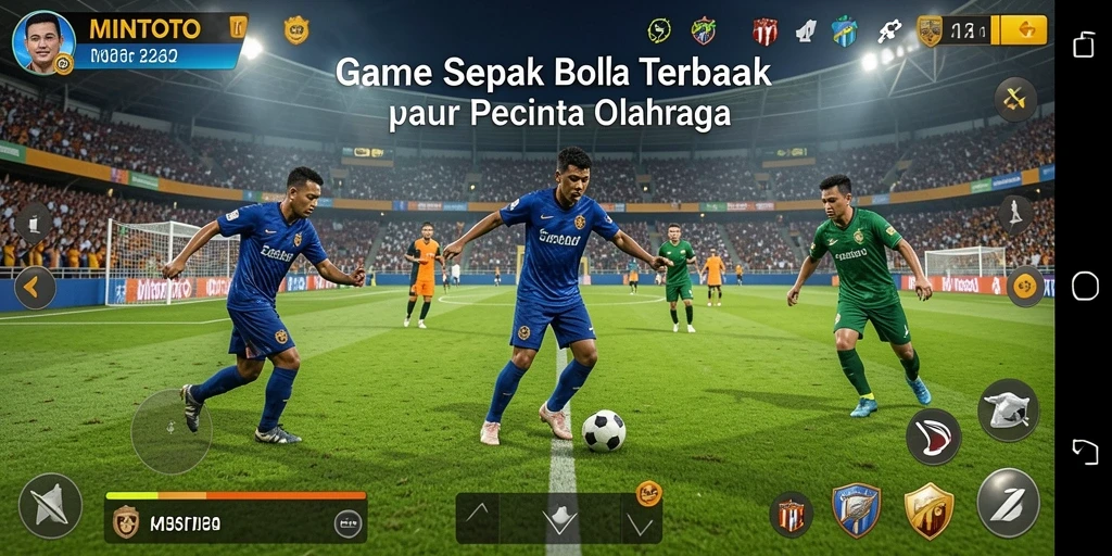 Tampilan gameplay seru dari MINTOTO yang menghadirkan aksi sepak bola mendebarkan.