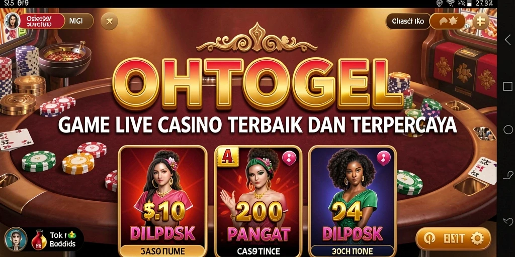 Screenshot utama OHTOGEL menampilkan dealer yang ramah dan permainan yang mendebarkan.