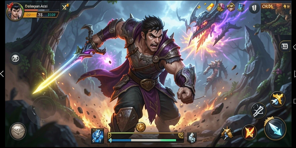 Menampilkan aksi seru dalam pertempuran ARPG.