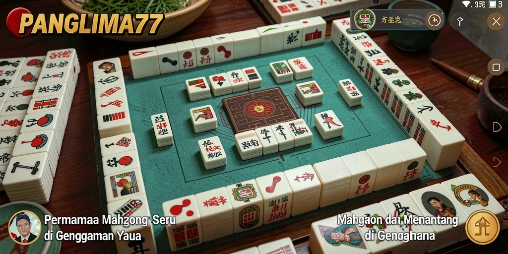 Tampilan gameplay PANGLIMA77 yang menegangkan dengan ubin-ubin Mahjong.