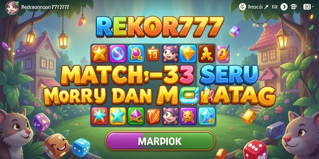 Screenshot permainan REKOR777 menampilkan aksi seru mencocokkan item.