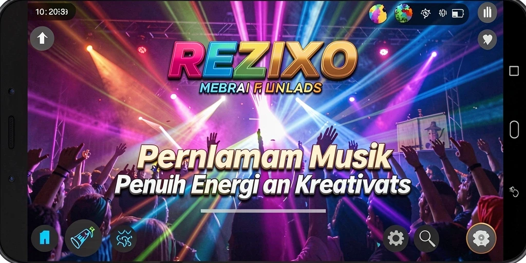 Screenshot gameplay REZIXO yang memperlihatkan keseruan bermain musik.