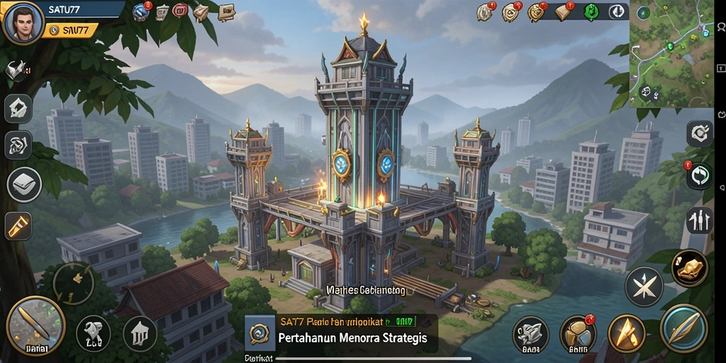 Tangkapan layar gameplay SATU77 yang menampilkan strategi Tower Defense yang seru.