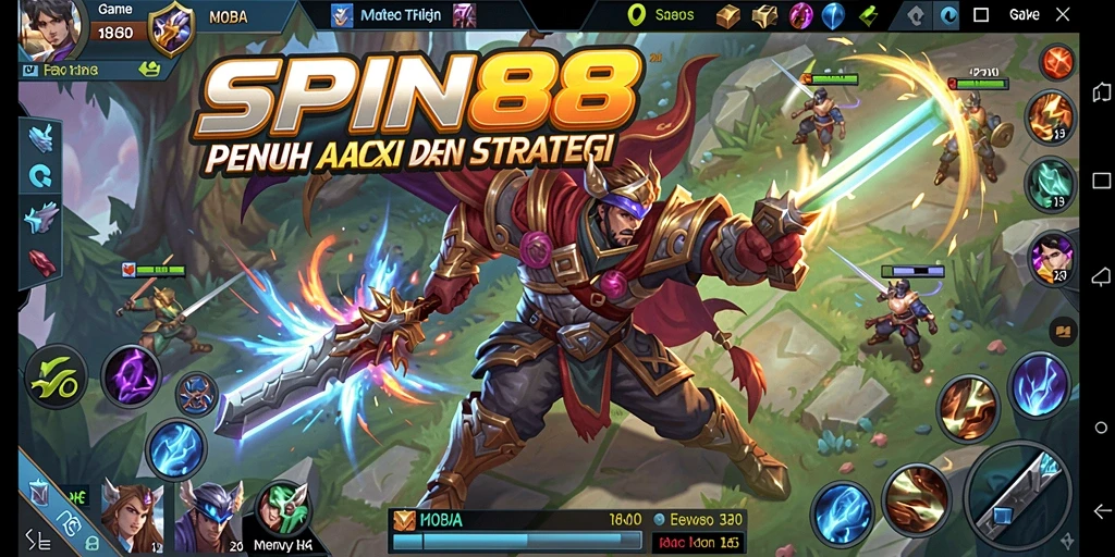 Screenshot gameplay SPIN88 yang menampilkan aksi seru dalam pertarungan MOBA.