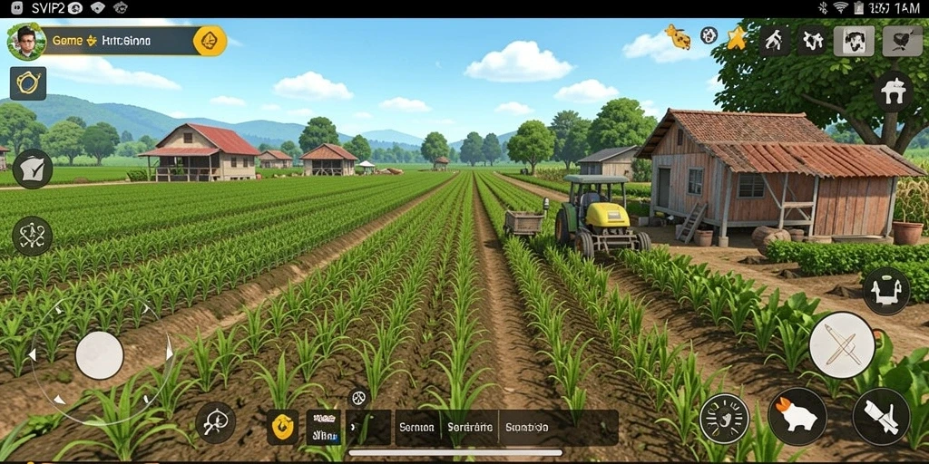 Screenshot gameplay SVIP2 menunjukkan aktivitas bertani yang menarik.